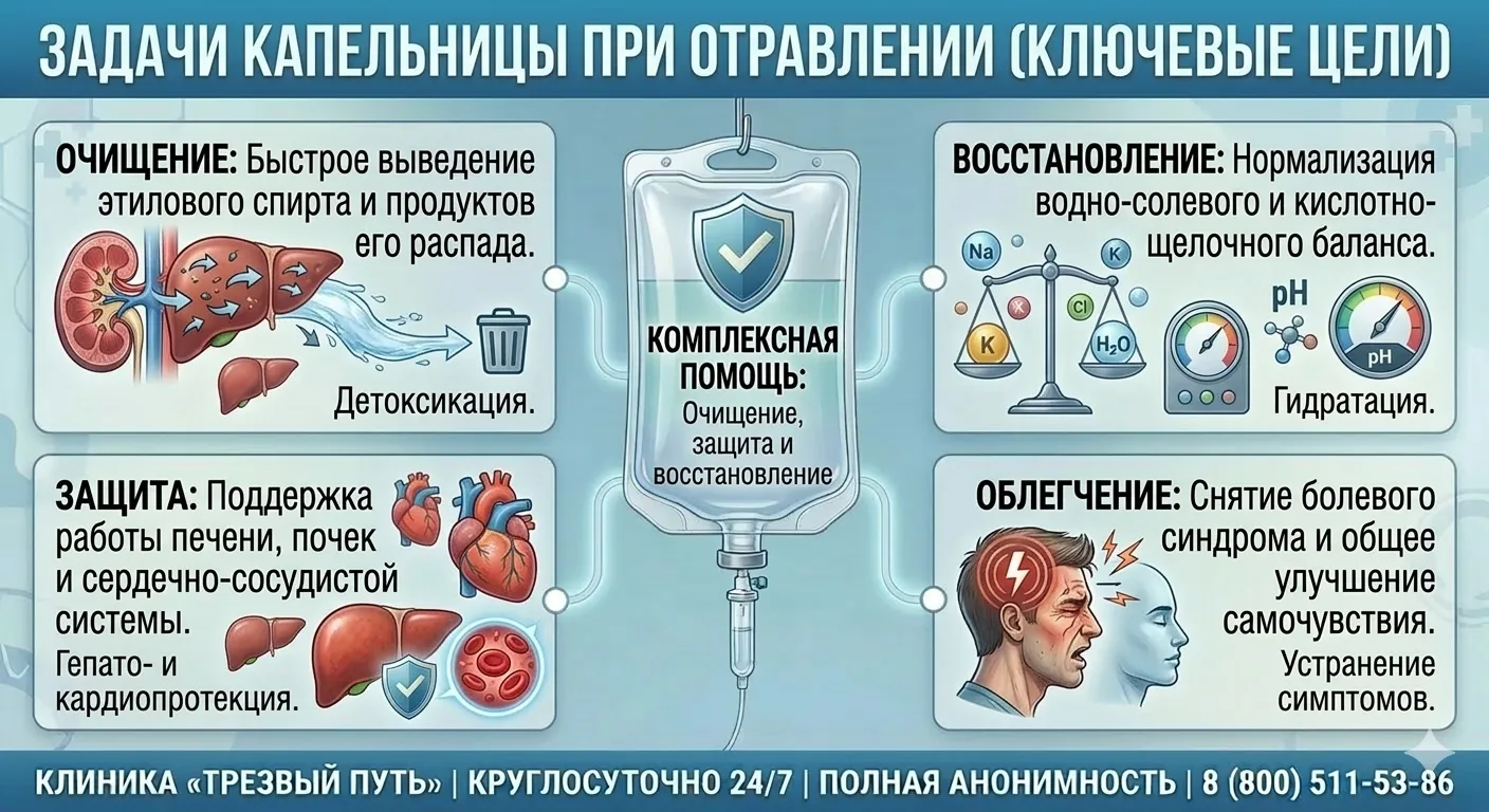 Задачи капельницы при отравлении